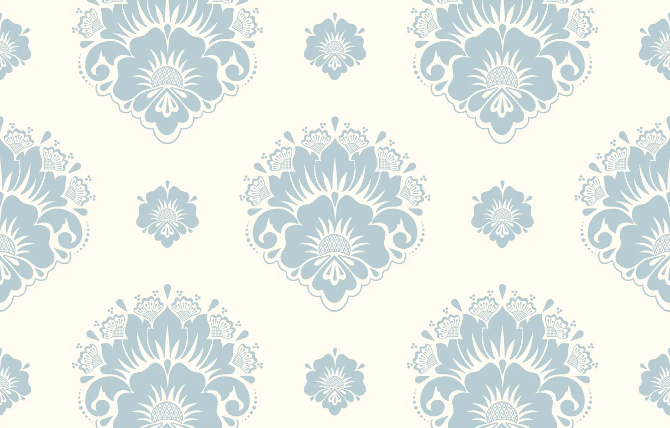 Photo wallpaper white, flowers, grey, texture, background, pattern, seamless