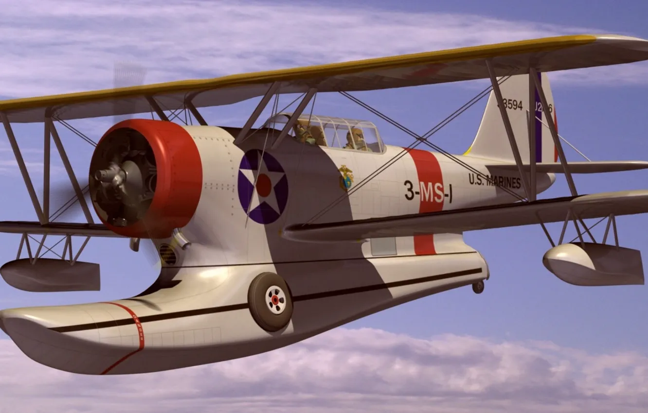 Photo wallpaper figure, art, American, multipurpose, WW2, Grumman J2F &quot;Duck&quot;, The Grumman J2F Duck, amphibian