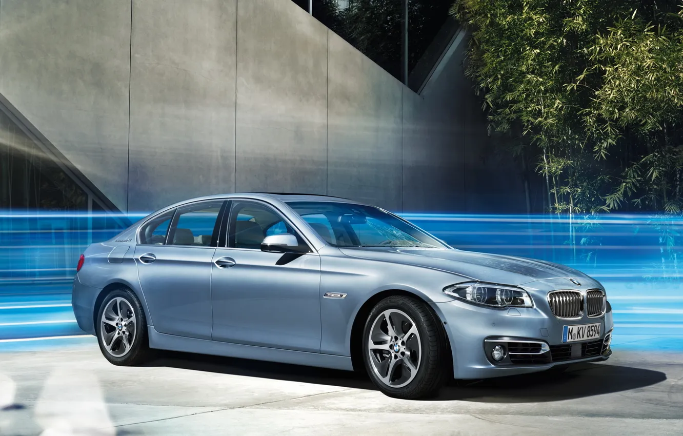 Photo wallpaper car, machine, BMW, blue, Sedan, ActiveHybrid 5