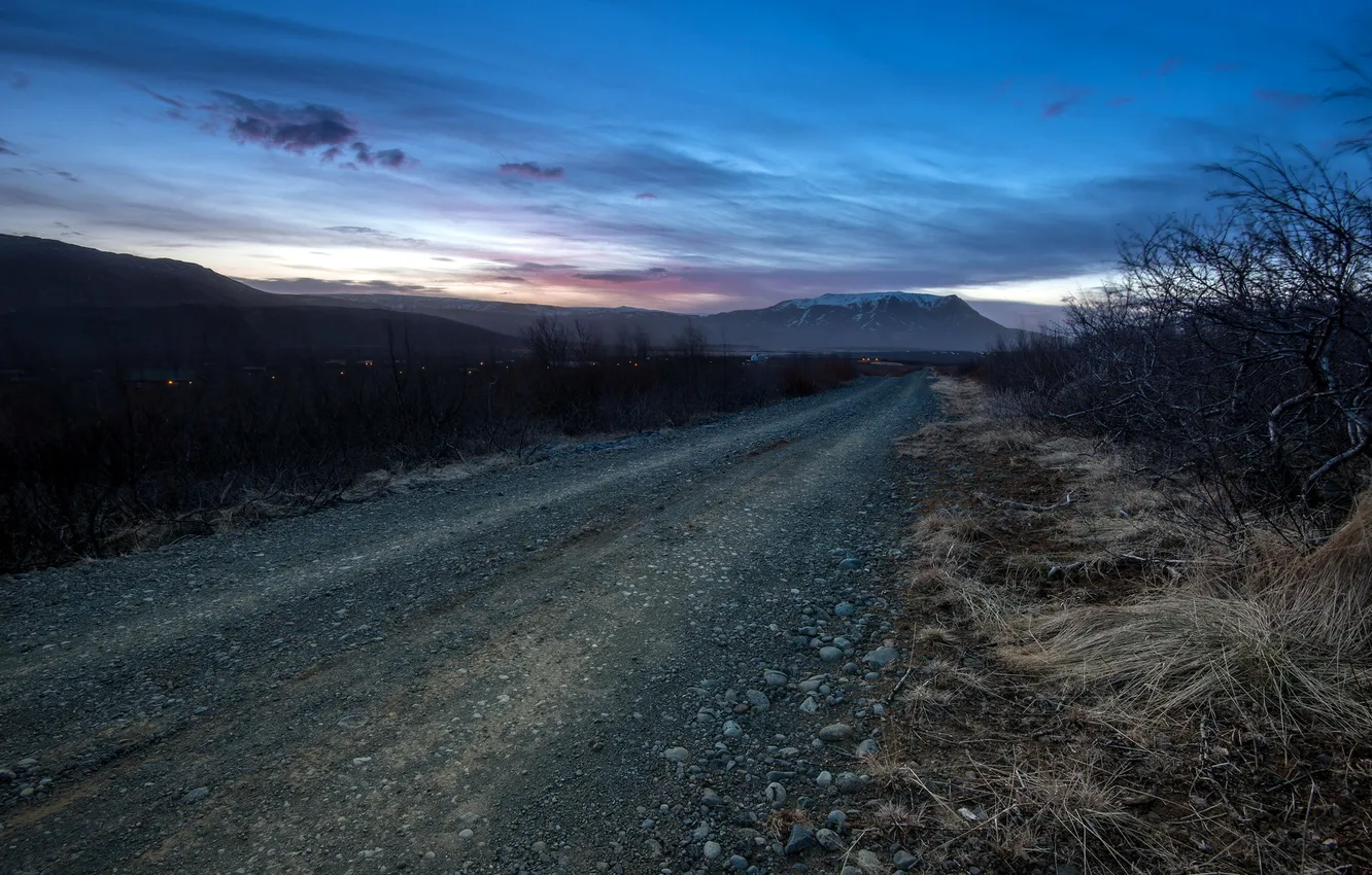 Photo wallpaper road, landscape, the evening