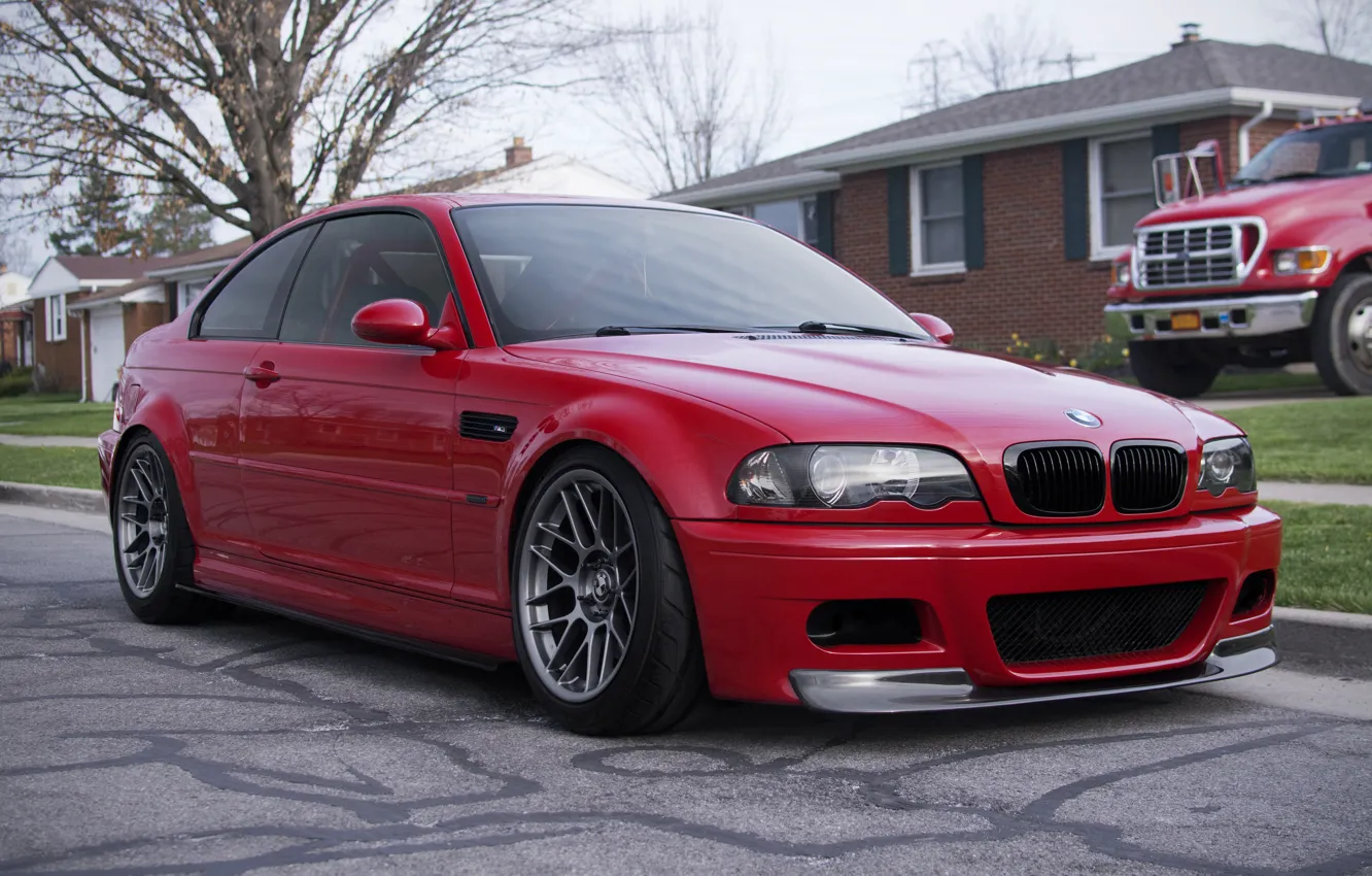 Photo wallpaper BMW, Tree, Street, E46, M3