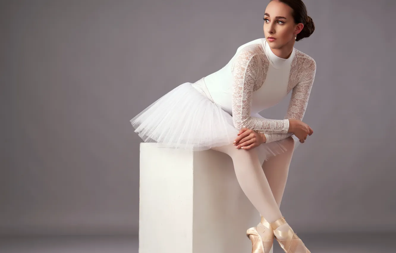 Photo wallpaper girl, pose, feet, sitting, ballet