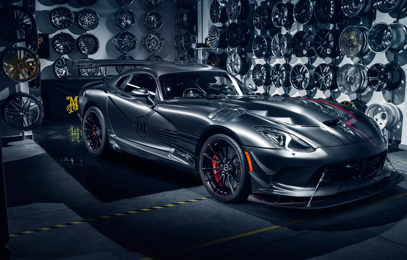 Photo wallpaper Dodge, black car, Dodge Viper ACR