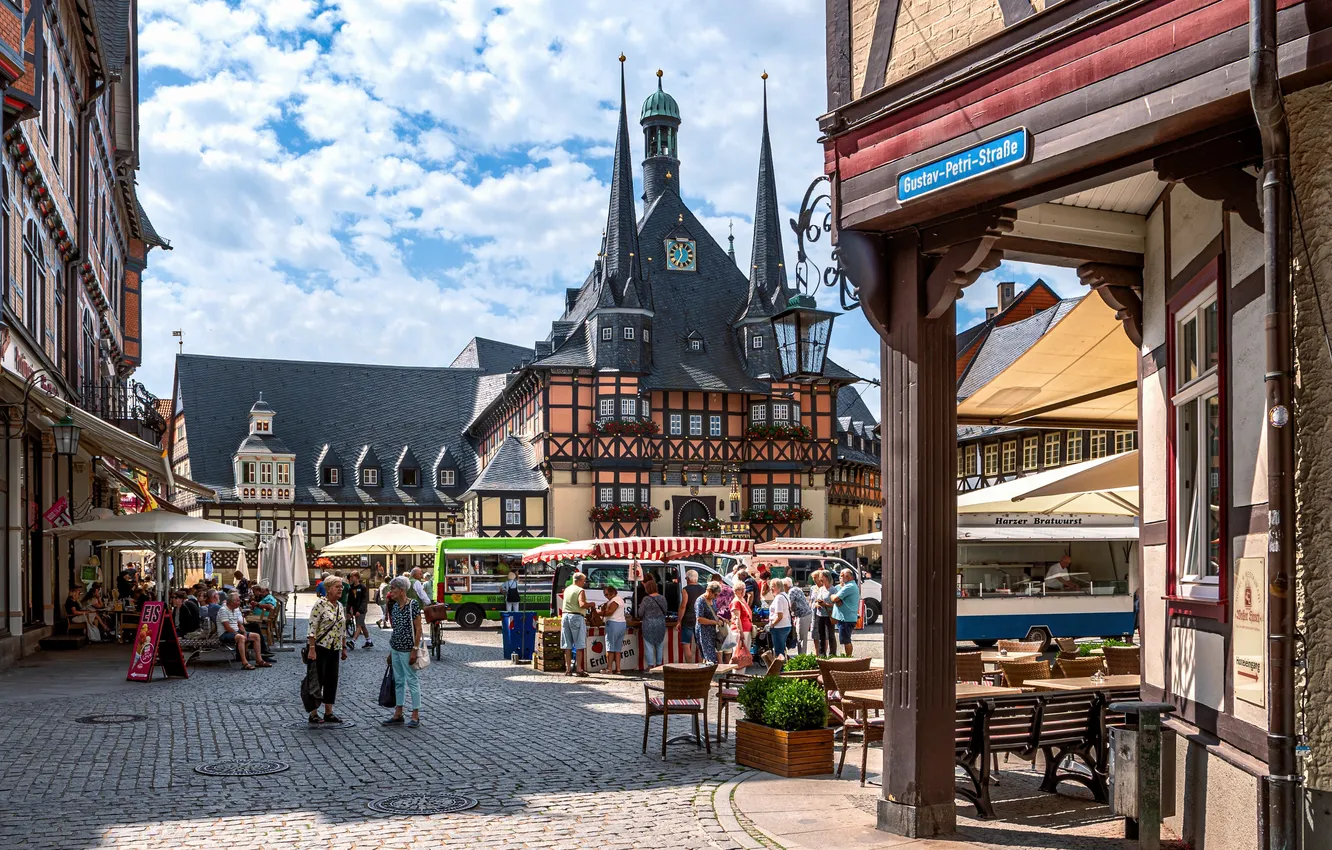 Photo wallpaper people, Germany, Wernigerode, town square