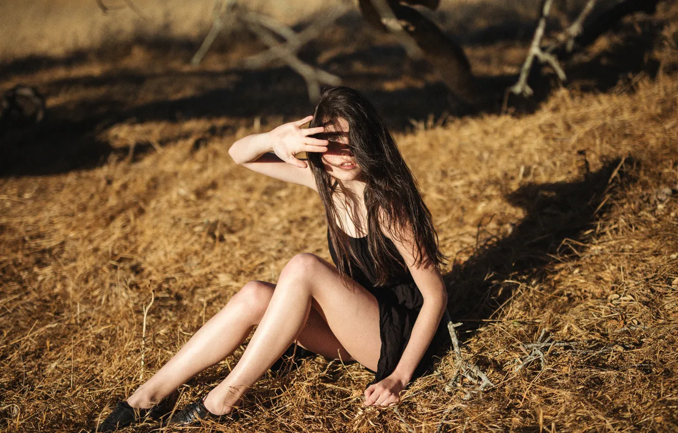 Photo wallpaper look, the sun, nature, pose, model, portrait, shadow, dress