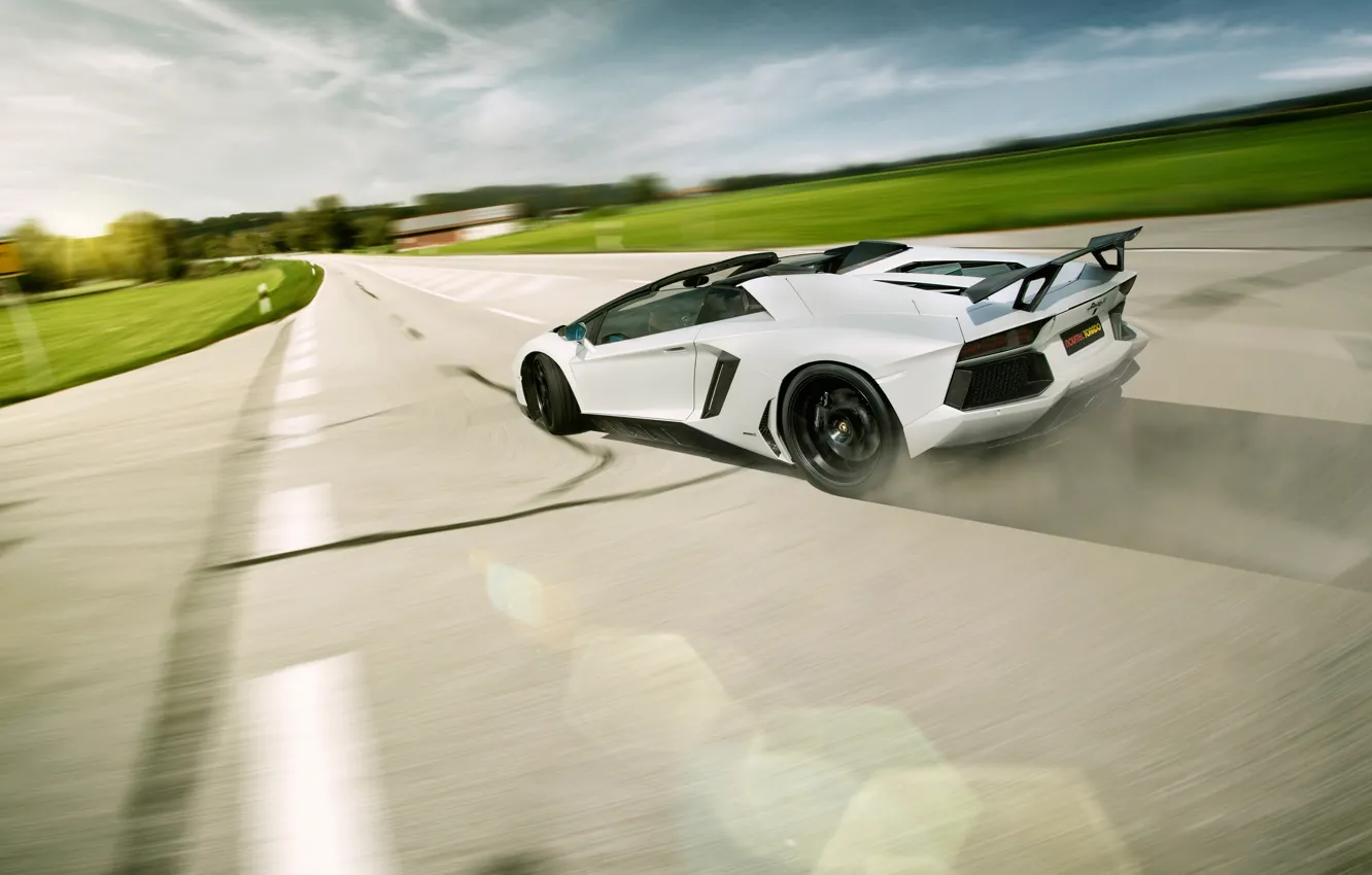 Photo wallpaper Roadster, Lamborghini, LP700-4, Aventador, LB834, Rear, Novitec Torado, Skid