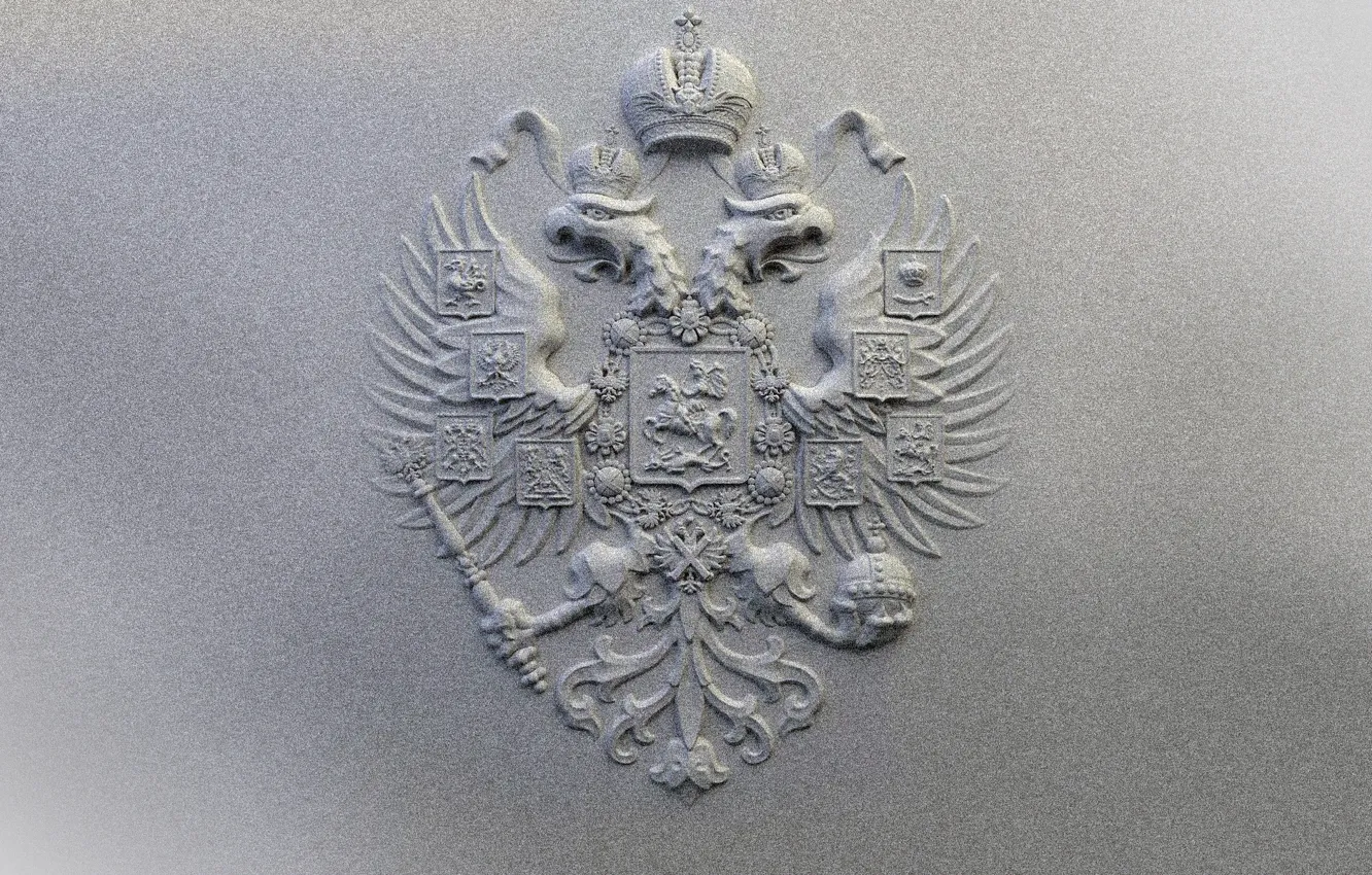 Photo wallpaper coat of arms, grey background, Russia