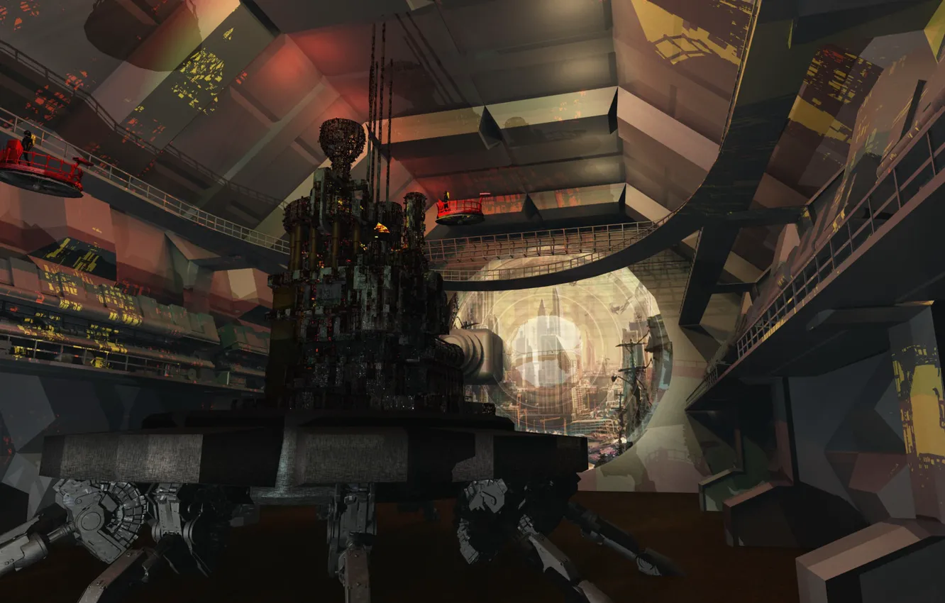 Photo wallpaper hangar, equipment, Assembly