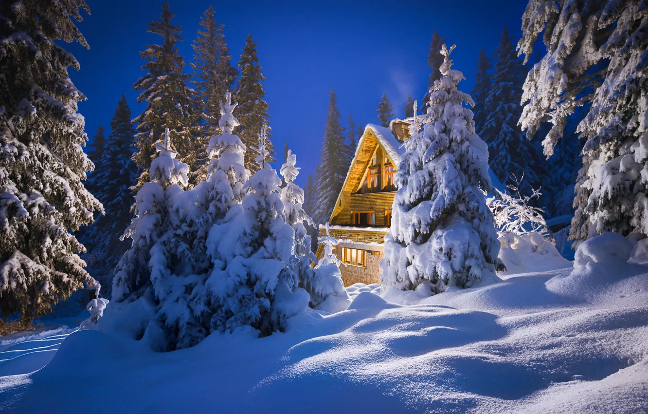 Photo wallpaper winter, snow, house, ate, the snow, Bulgaria