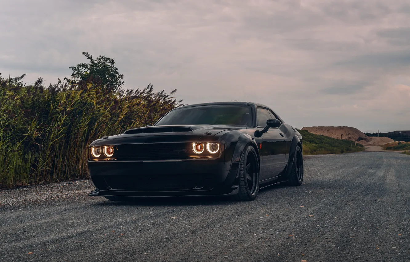 Photo wallpaper road, dodge, challenge, srt hellcat