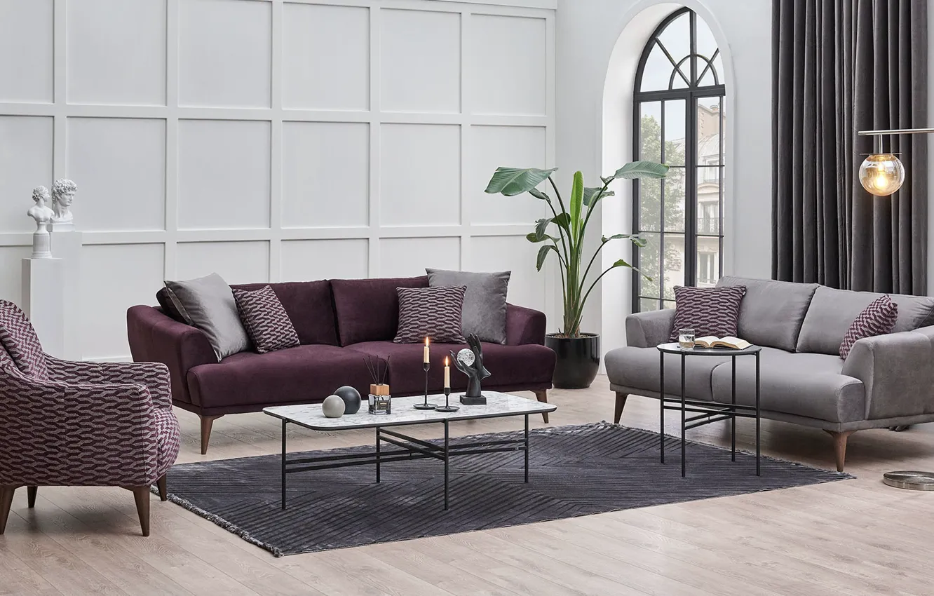 Photo wallpaper design, style, room, interior, living room, upholstered furniture