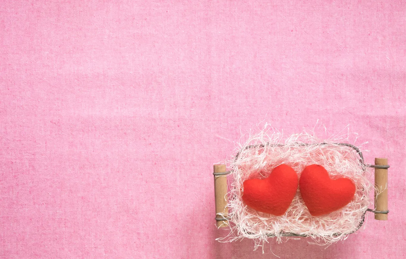 Photo wallpaper background, Basket, hearts, straw