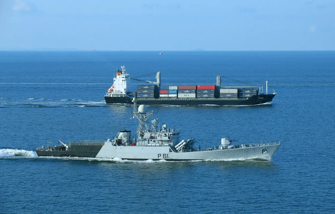 Photo wallpaper India, bark, Corvette, The Strait of Malacca