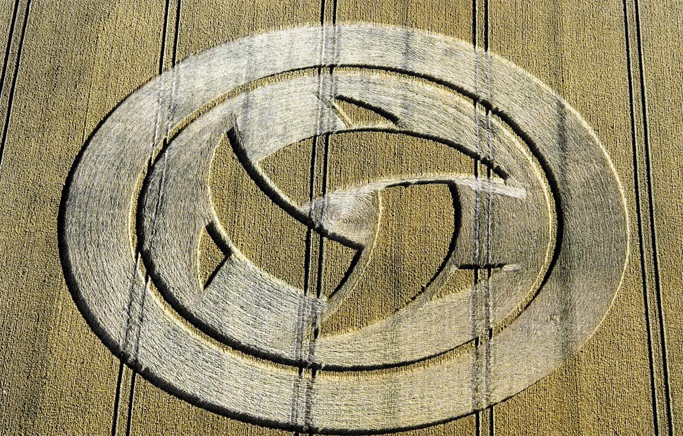 Photo wallpaper field, nature, UFO, crop circles