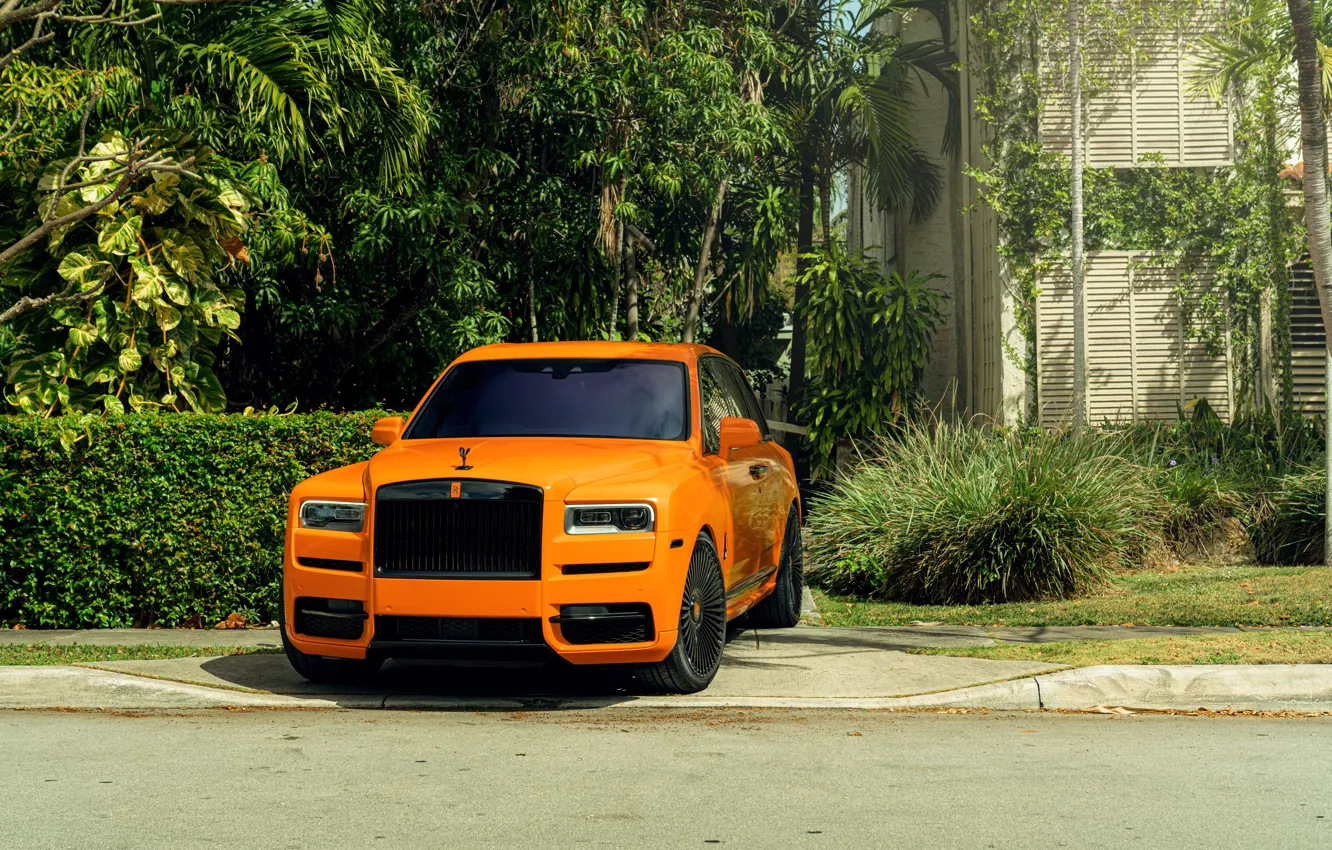 Photo wallpaper Orange, Rolls Royce, Lux, SUV, Cullinan