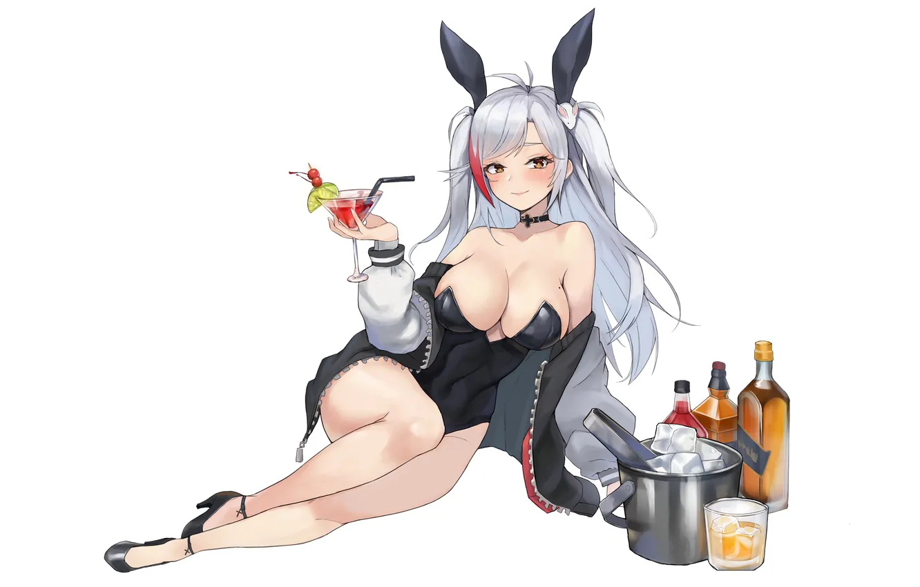 Photo wallpaper girl, sexy, cleavage, long hair, legs, boobs, anime, beautiful