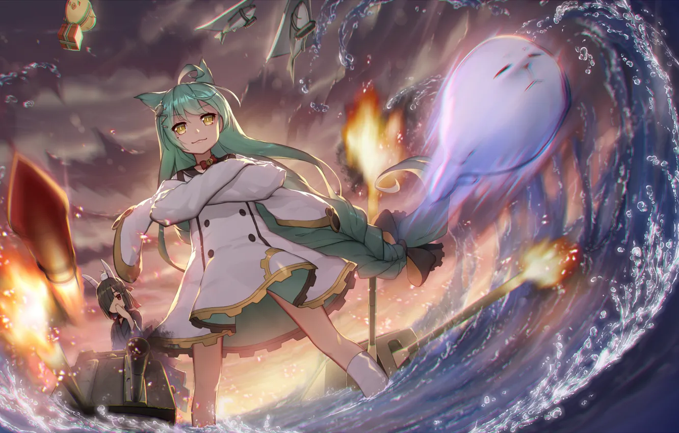 Photo wallpaper water, lights, weapons, girl, Azur Lane