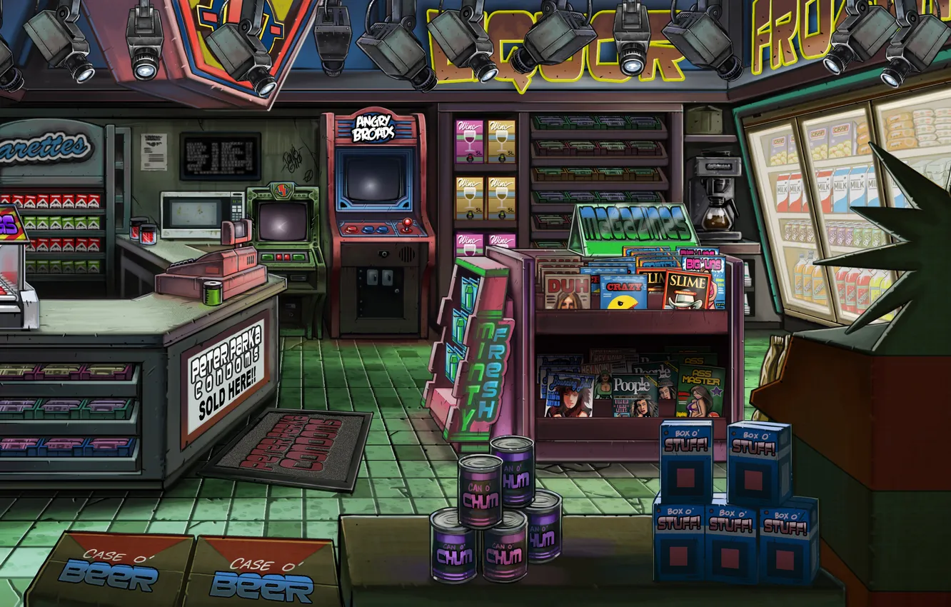 Photo wallpaper cameras, food, magazines, Larry Reloaded, products, Cash Register