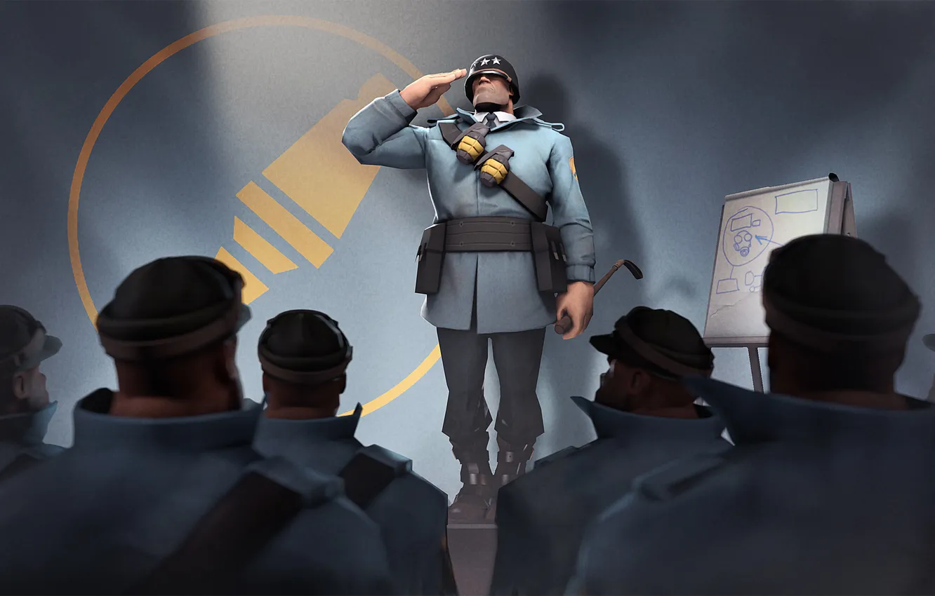 Photo wallpaper blue, soldiers, rocket launcher, TF2, Team Fortress 2, garnet, blu, Update