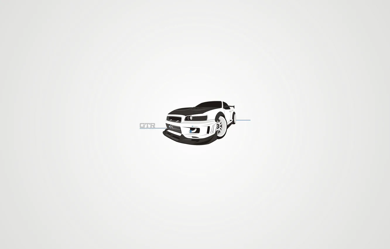Photo wallpaper white, style, vector, art, Nissan, gtr