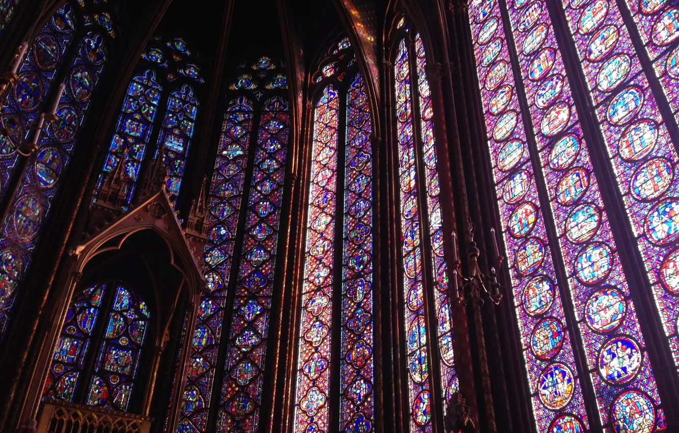 Photo wallpaper Paris, glass, France, Gothic, chapel, royal, medieval, stained glass