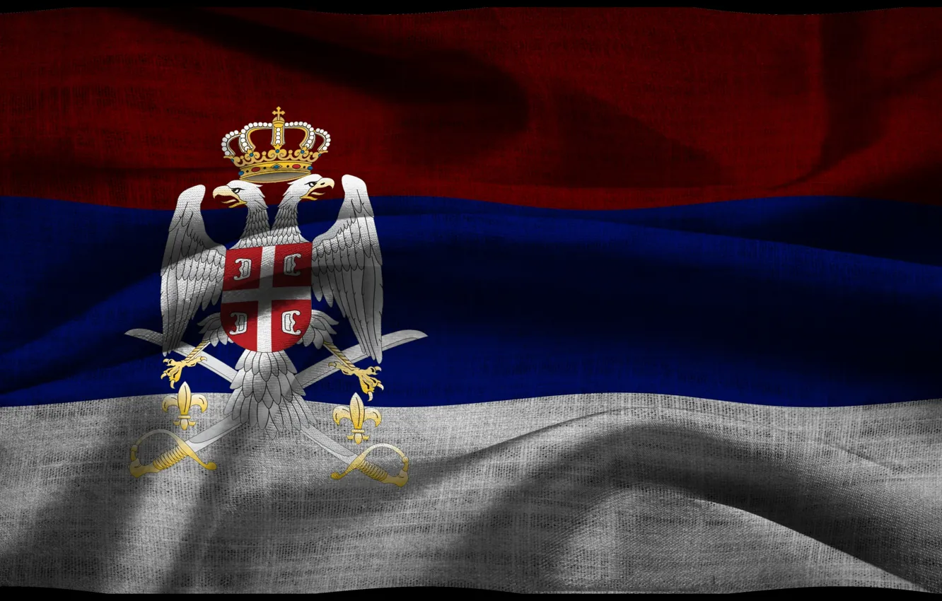 Photo wallpaper fabric, coat of arms, flag, serbian