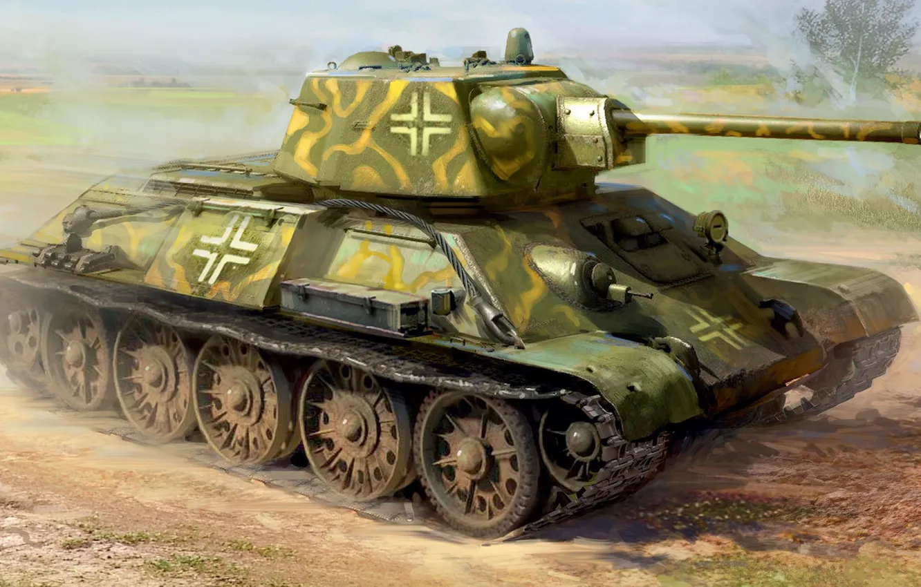 Photo wallpaper Germany, tank, the Wehrmacht, average, T-34-76, trophy, Panzerwaffe, Ivan Hurenko
