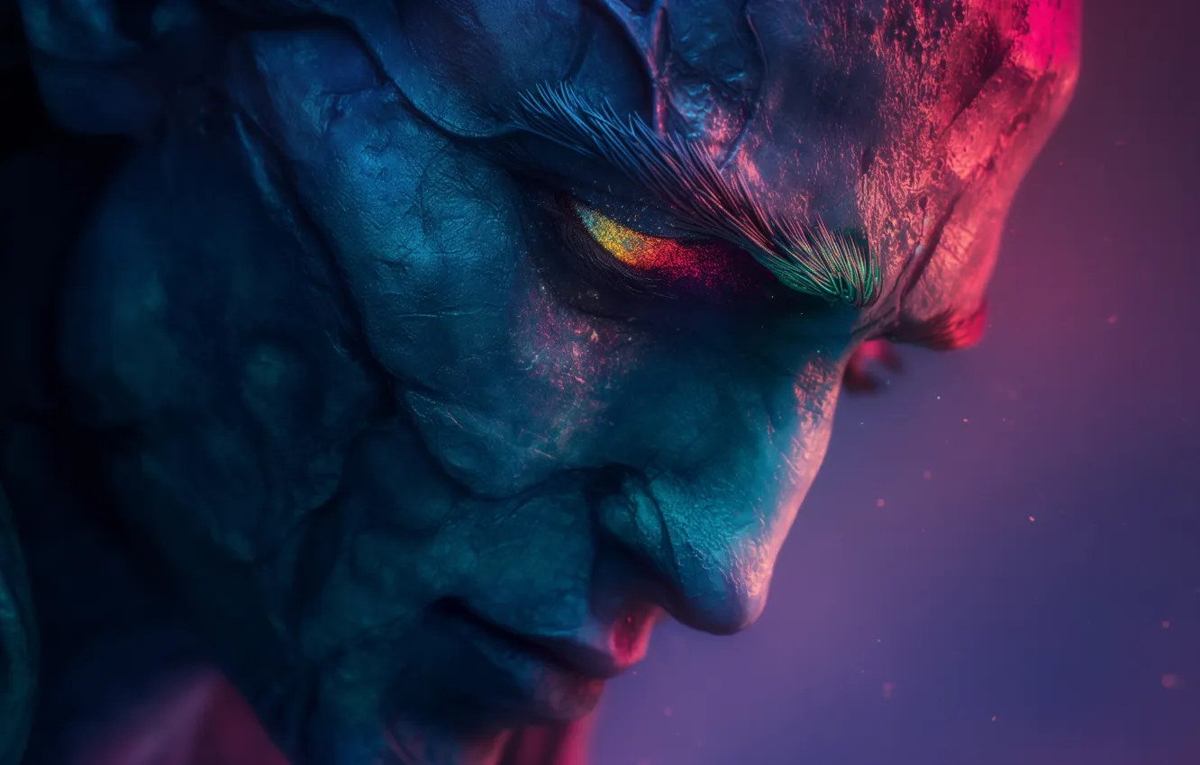 Photo wallpaper face, colorful, face, Illustration, closeup, simple background, AI Art, AI ART