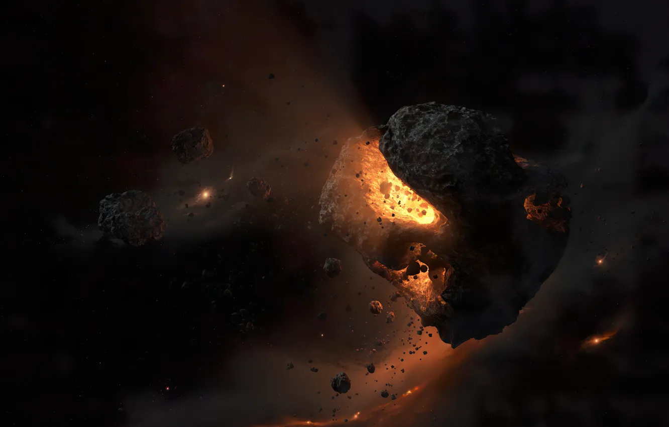 Photo wallpaper space, light, Asteroid