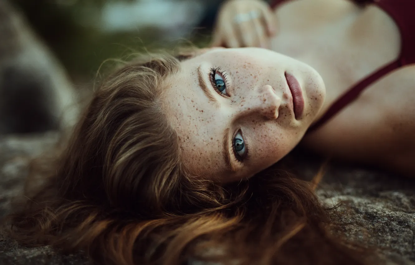 Photo wallpaper macro, freckles, Jesse Duke, Ailish