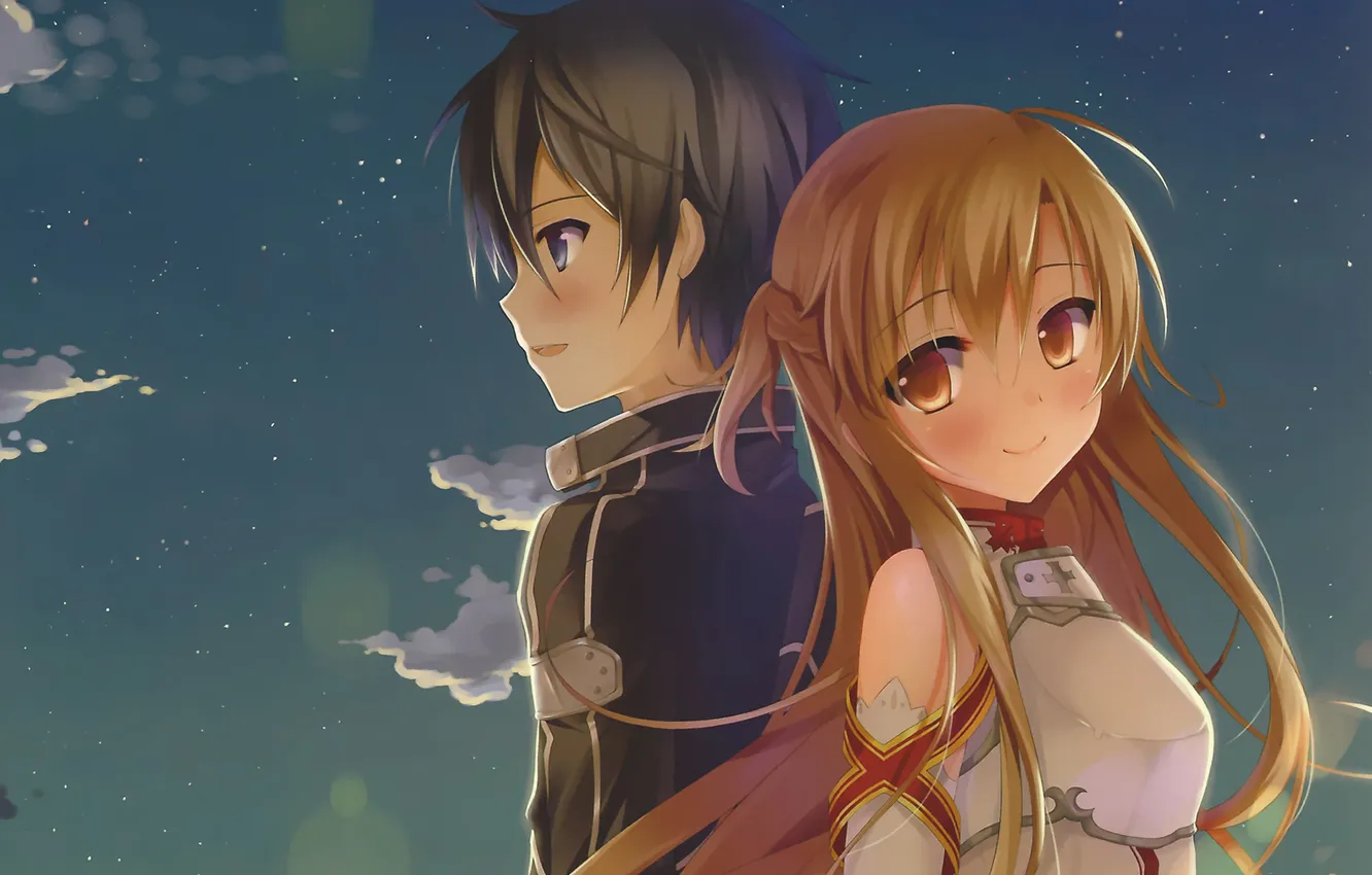 Photo wallpaper boy, art, girl, sword art online, yuuki asuna, Kirito, sousouman