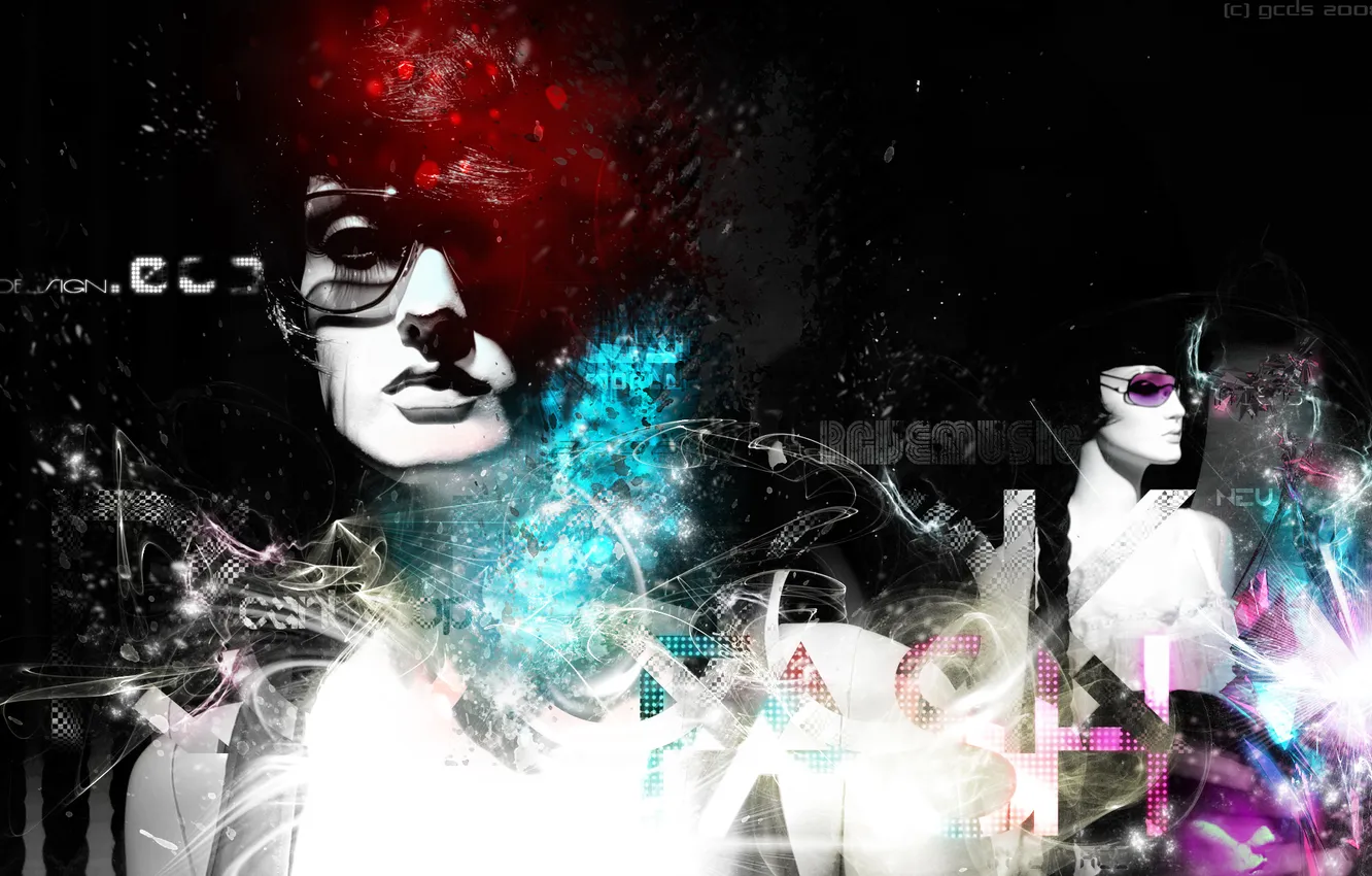 Photo wallpaper girl, style, creative, the inscription, treatment, art