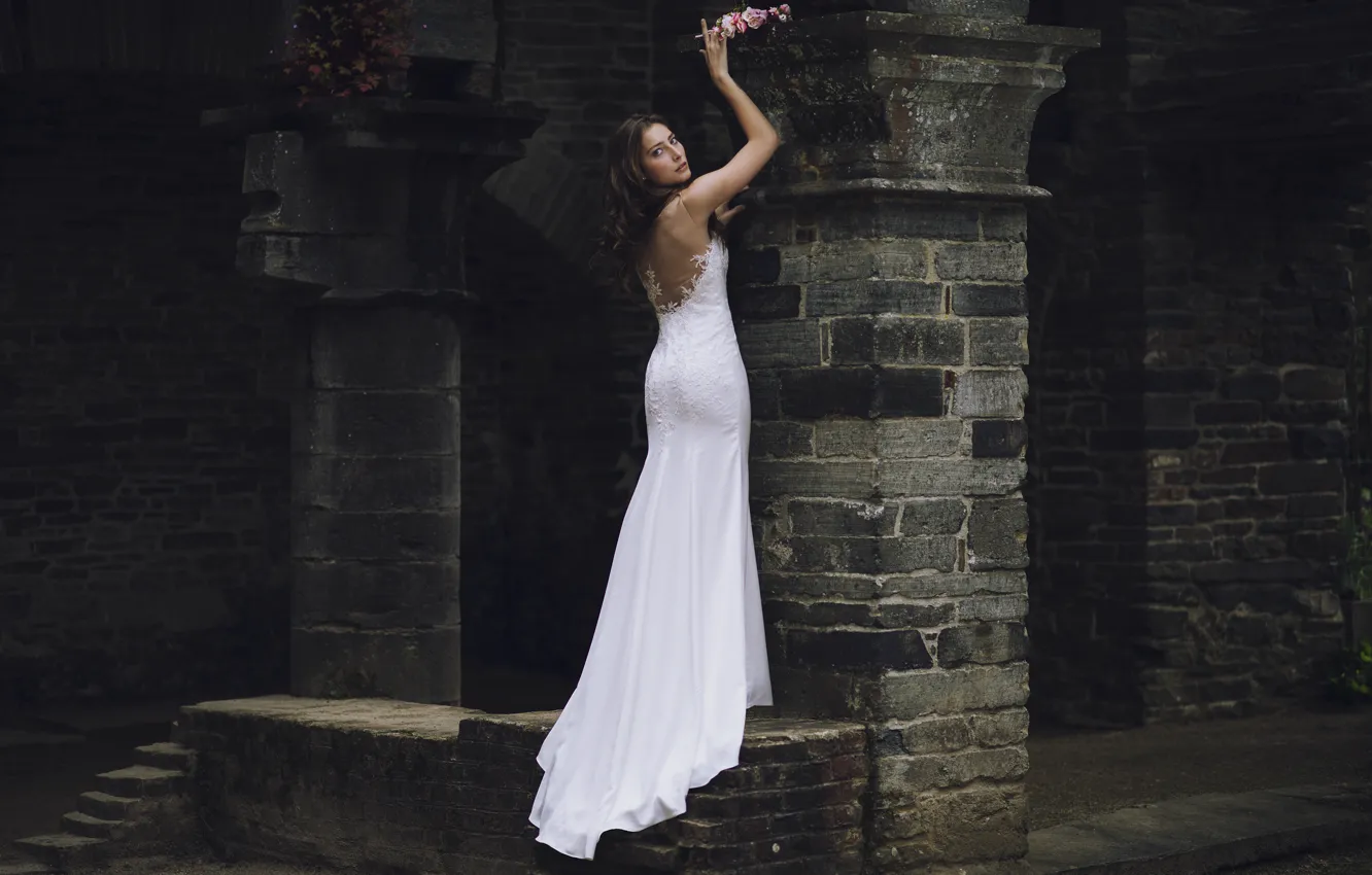 Photo wallpaper girl, dress, the bride