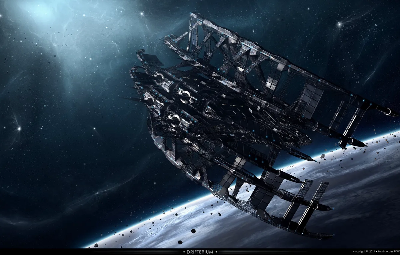 Photo wallpaper planet, drifterium, Spacestation