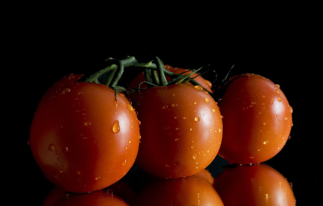 Photo wallpaper drops, background, tomatoes