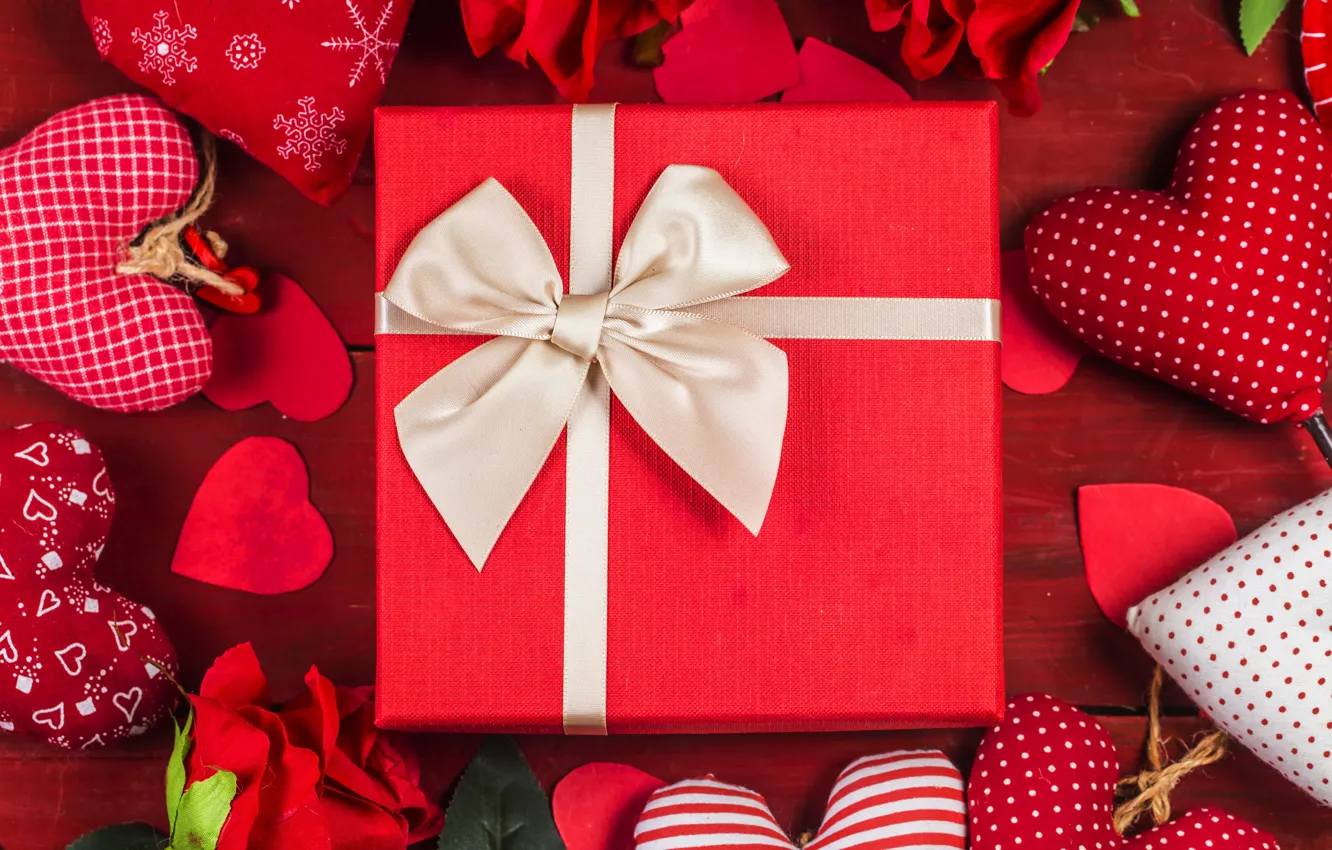 Photo wallpaper love, flowers, gift, heart, roses, hearts, love, romantic