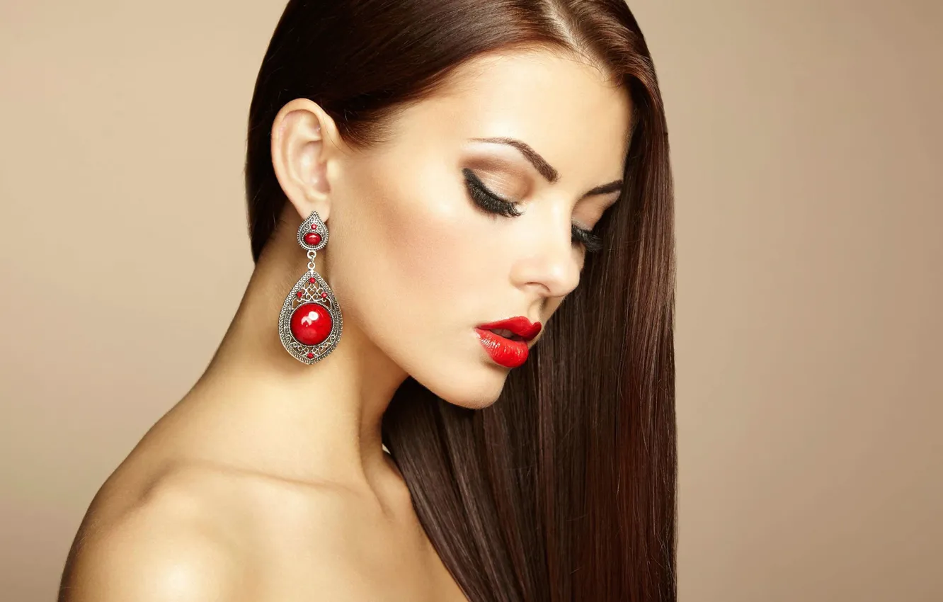 Photo wallpaper model, hair, earrings, profile
