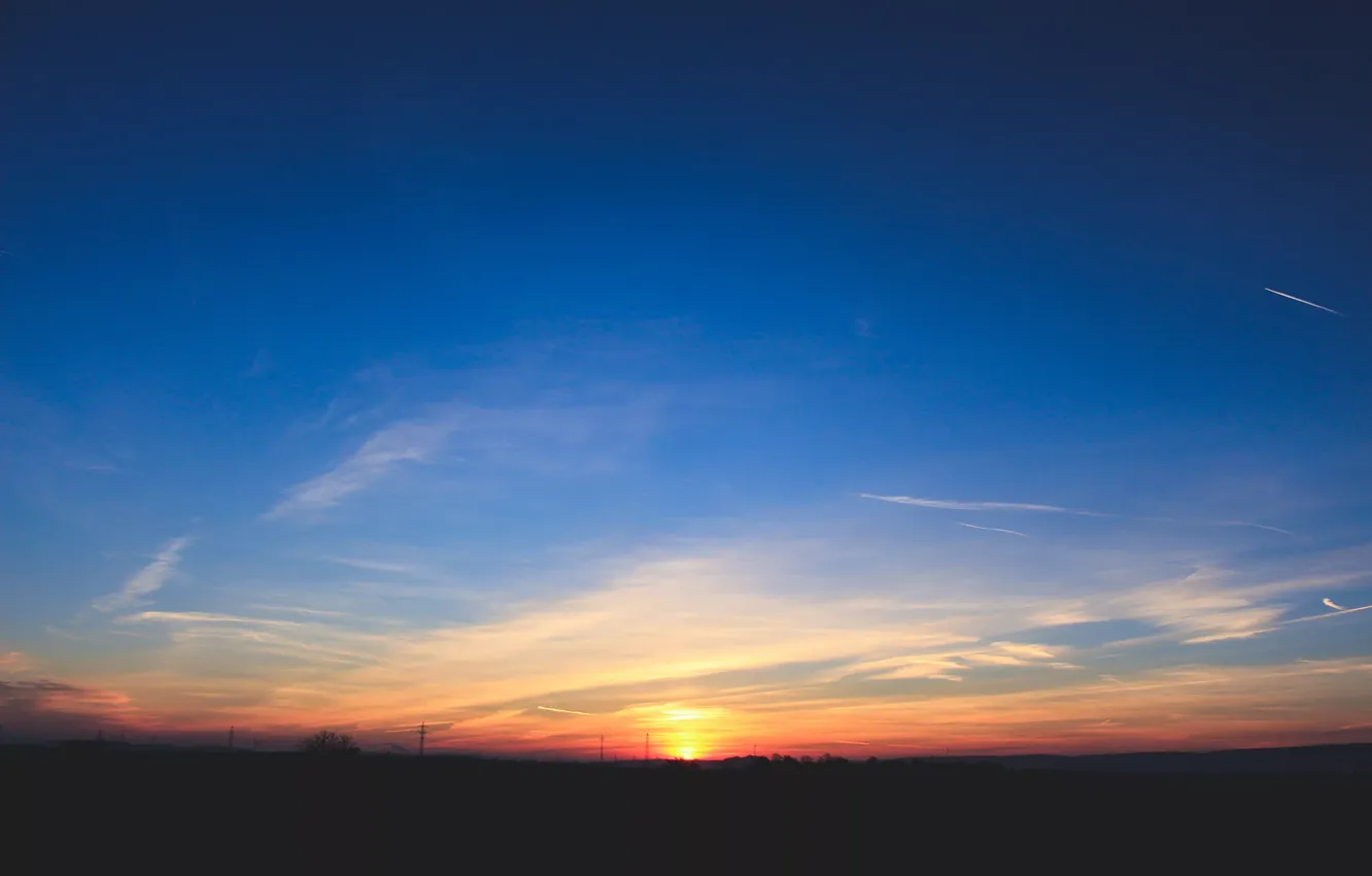 Photo wallpaper the sky, the sun, clouds, landscape, nature, sunrise, dawn, morning