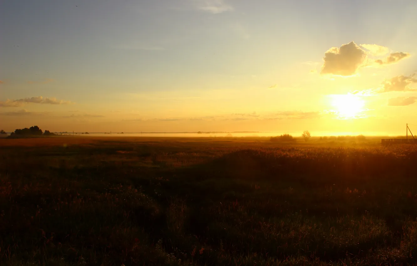 Photo wallpaper the sun, landscape, nature, dawn, beauty