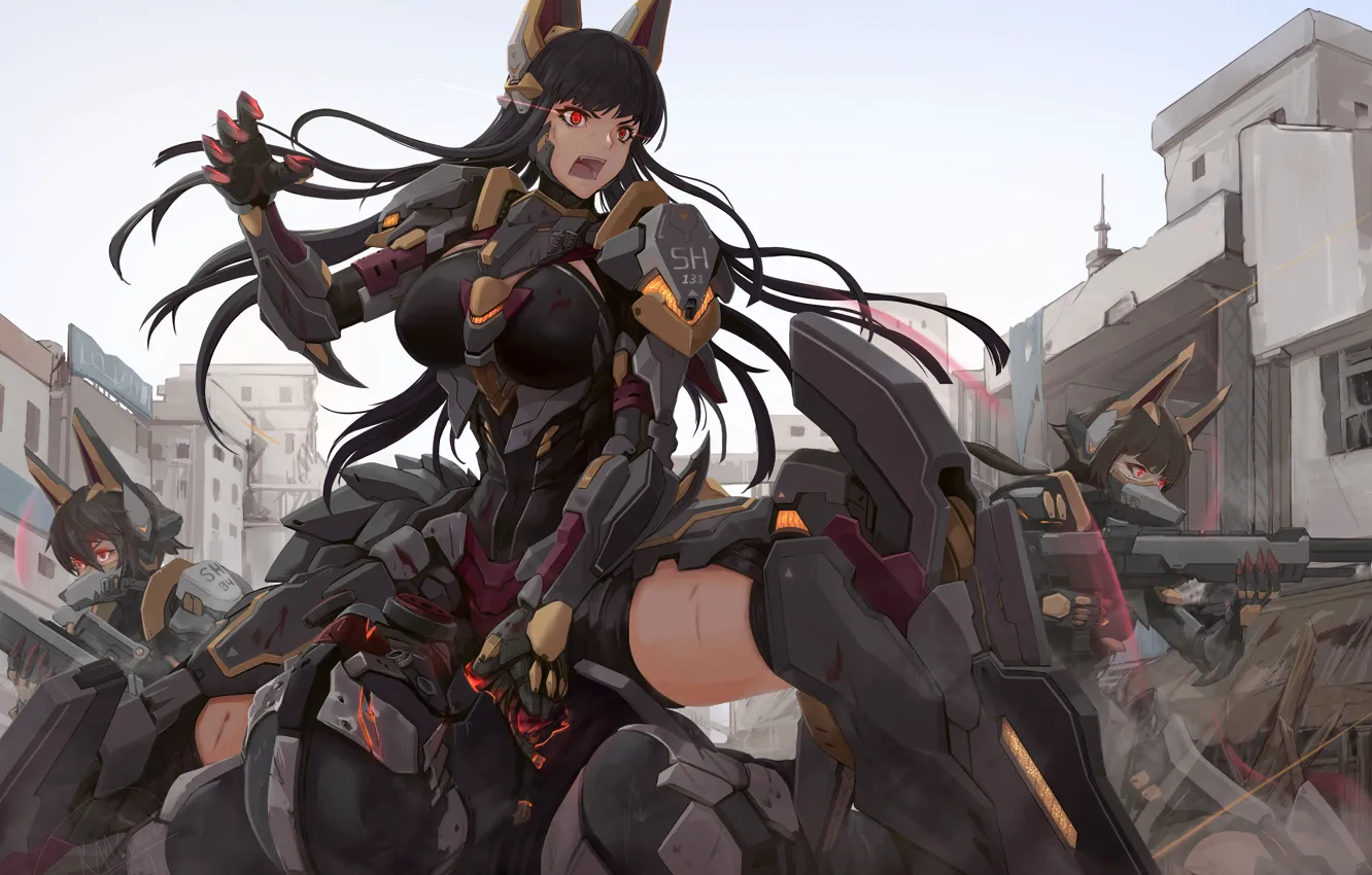 Photo wallpaper girl, anime, art, cyborg, ears, Shou Mai