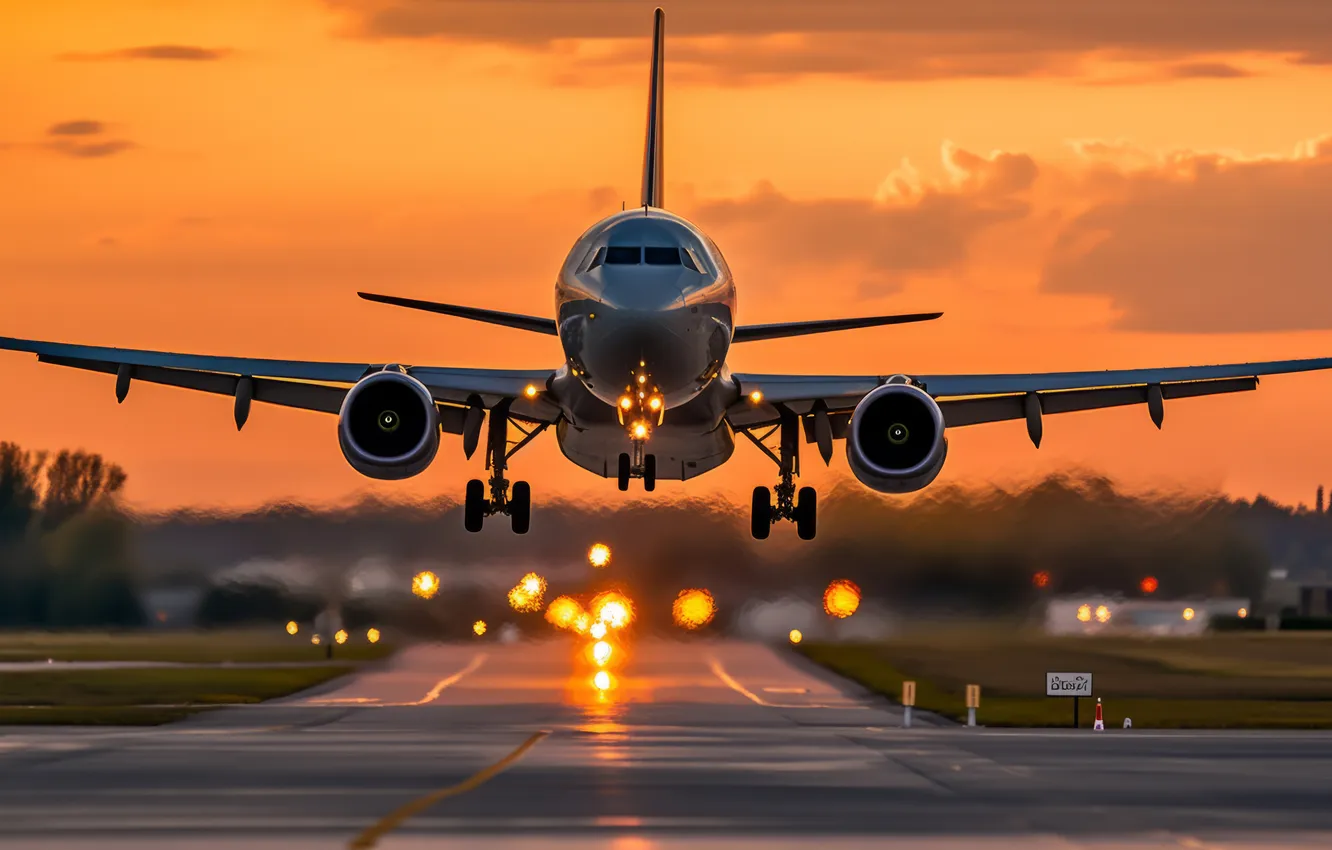 Photo wallpaper flight, aviation, technique, the plane, AI art, neural network