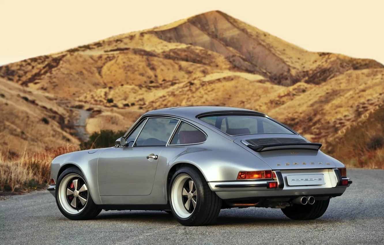 Photo wallpaper road, tuning, coupe, 911, Porsche, silver, Porsche, rear view