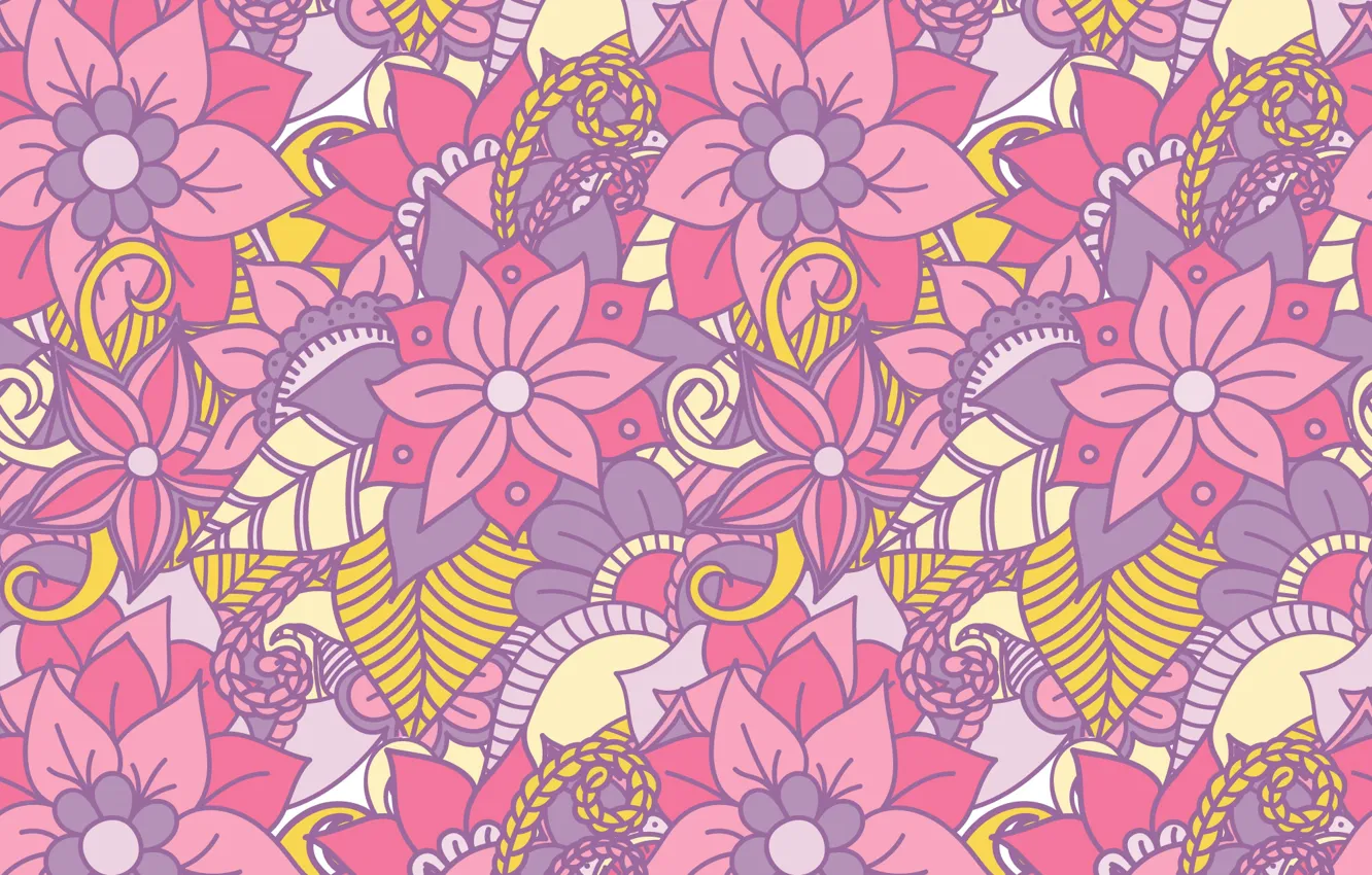 Photo wallpaper vector, texture, flowers, design, pattern, floral