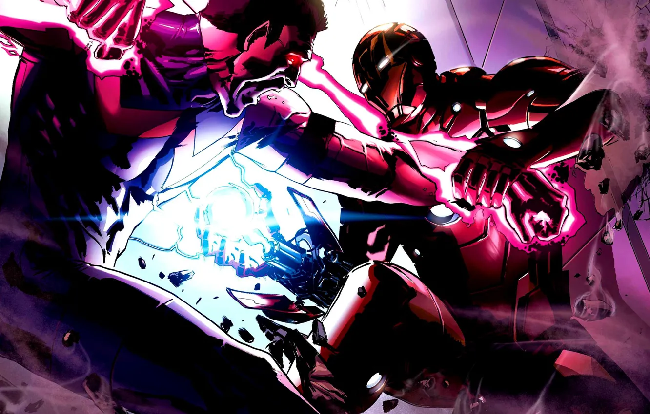Photo wallpaper energy, battle, iron man, Iron Man, Marvel, miracle man, wonder man