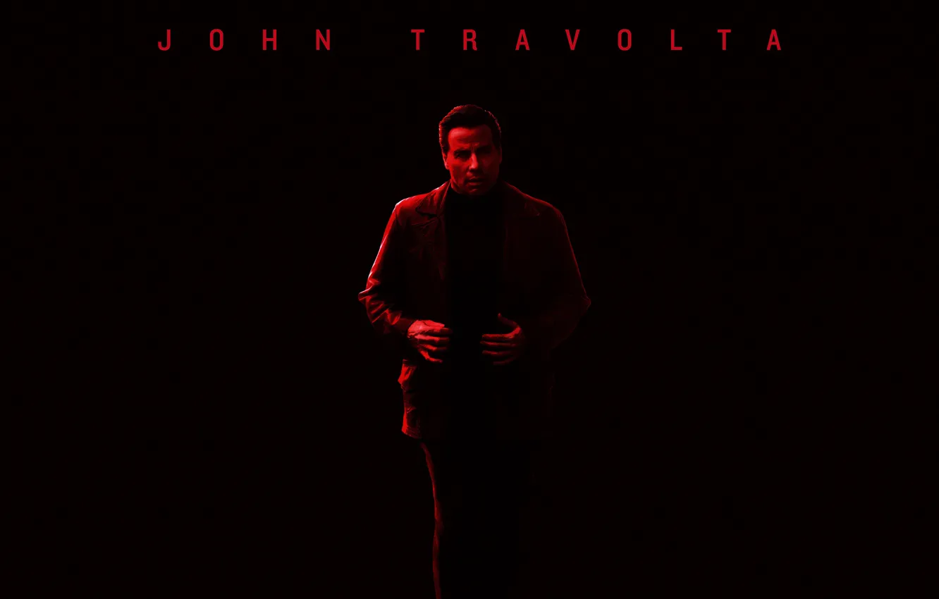 Photo wallpaper red, black background, poster, drama, crime, John Travolta, John Travolta, biography