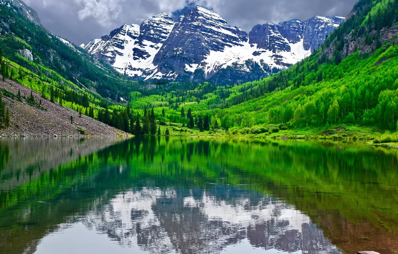 Photo wallpaper nature, mountains, national, outdoors, overcast, maroon bells