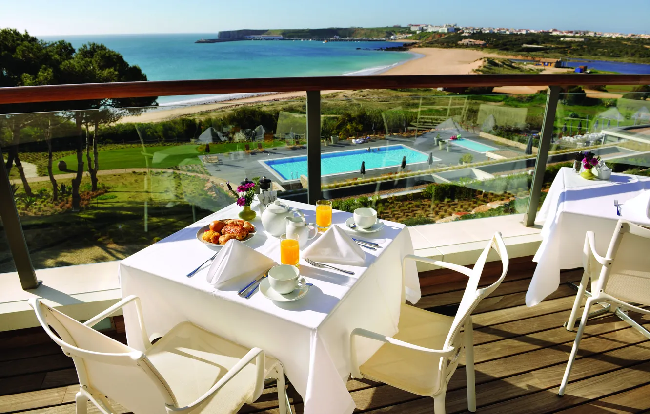 Photo wallpaper sea, beach, restaurant, the hotel, terrace, Portugal, martinhal beach