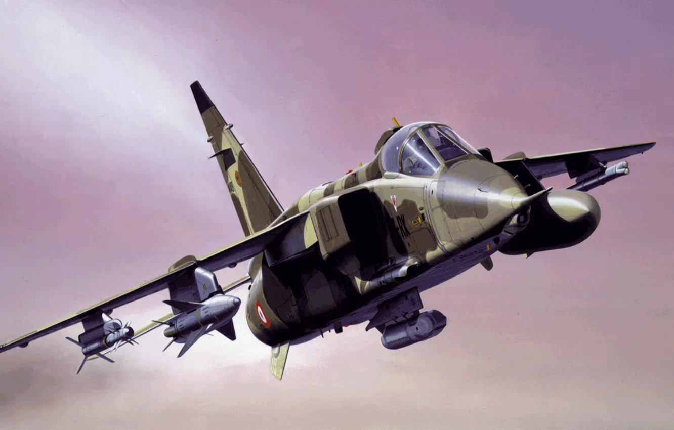 Photo wallpaper war, art, airplane, painting, aviation, jet, Sepecat Jaguar
