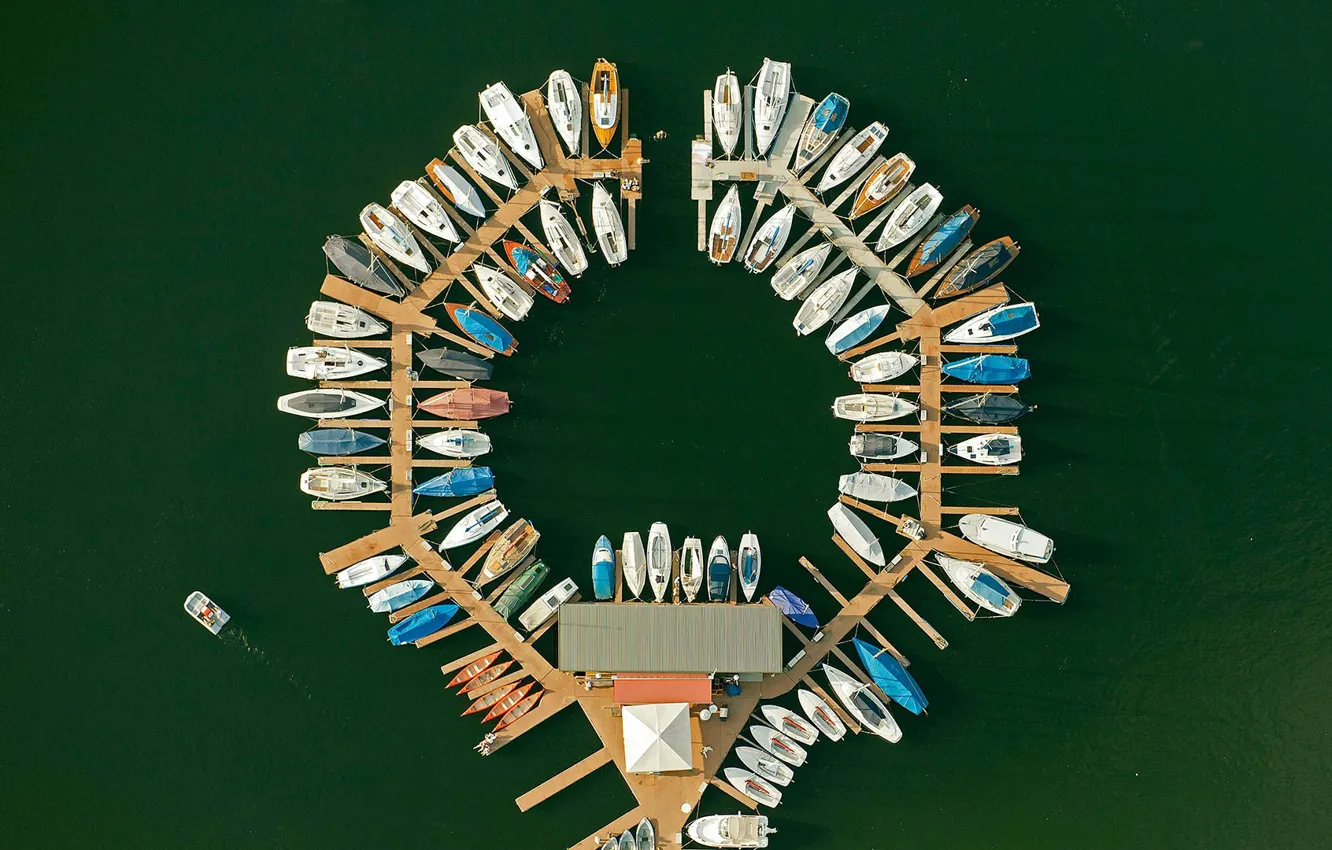 Photo wallpaper boat, Germany, pier, North Rhine-Westphalia, The Eifel national Park