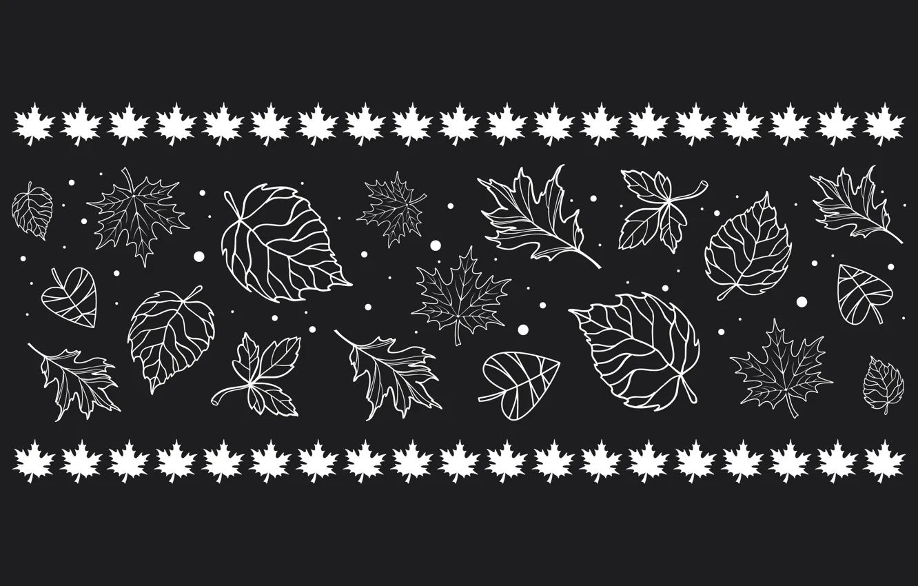 Photo wallpaper autumn, leaves, the dark background, pattern, texture, contour, falling leaves, different